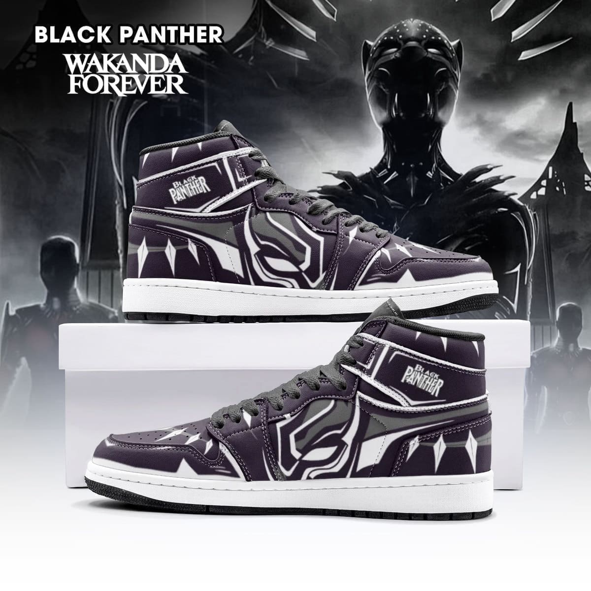 Ideafootwear Black Panther Wakanda AJ1 High Sneakers Shoes For Men And Women