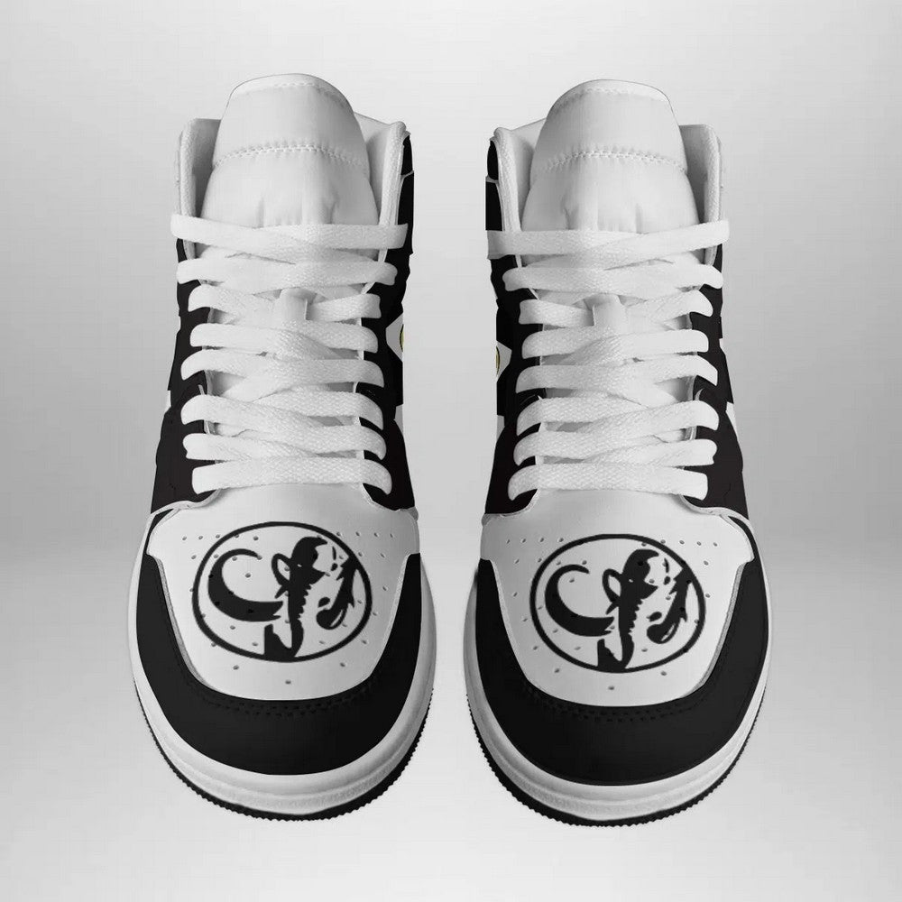 Ideafootwear Black Ranger Mighty Morphin AJ1 High Sneakers Shoes For Men And Women