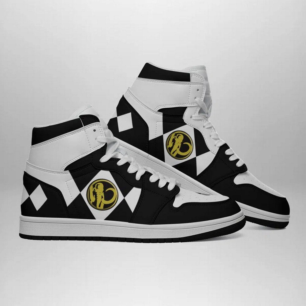 Ideafootwear Black Ranger Mighty Morphin AJ1 High Sneakers Shoes For Men And Women