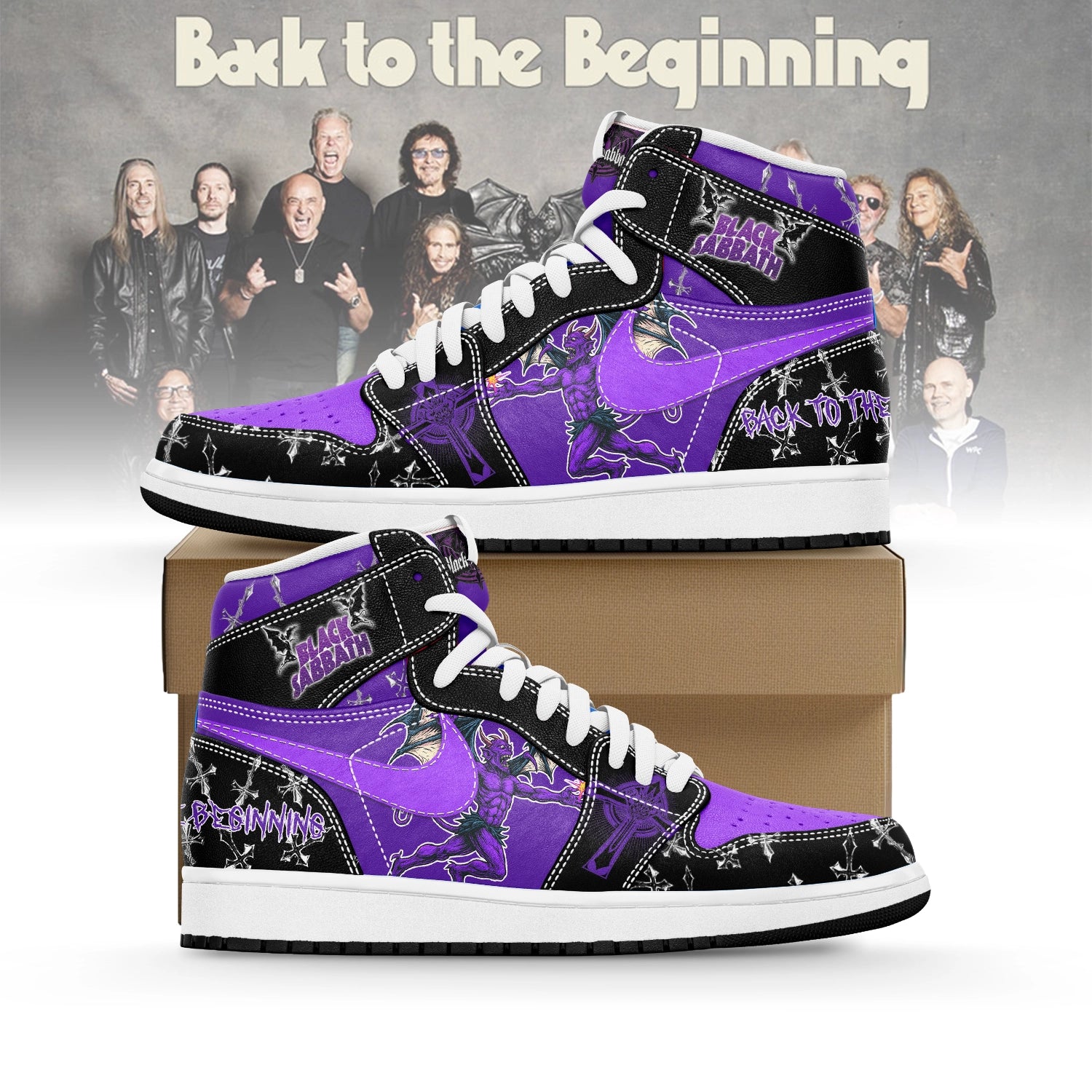 Ideafootwear Black Sabbath AJ1 High Sneakers Shoes For Men And Women