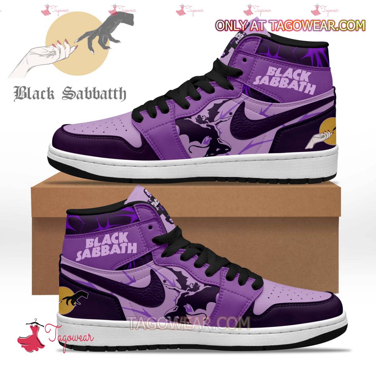 Ideafootwear Black Sabbath AJ1 High Sneakers Shoes For Men And Women