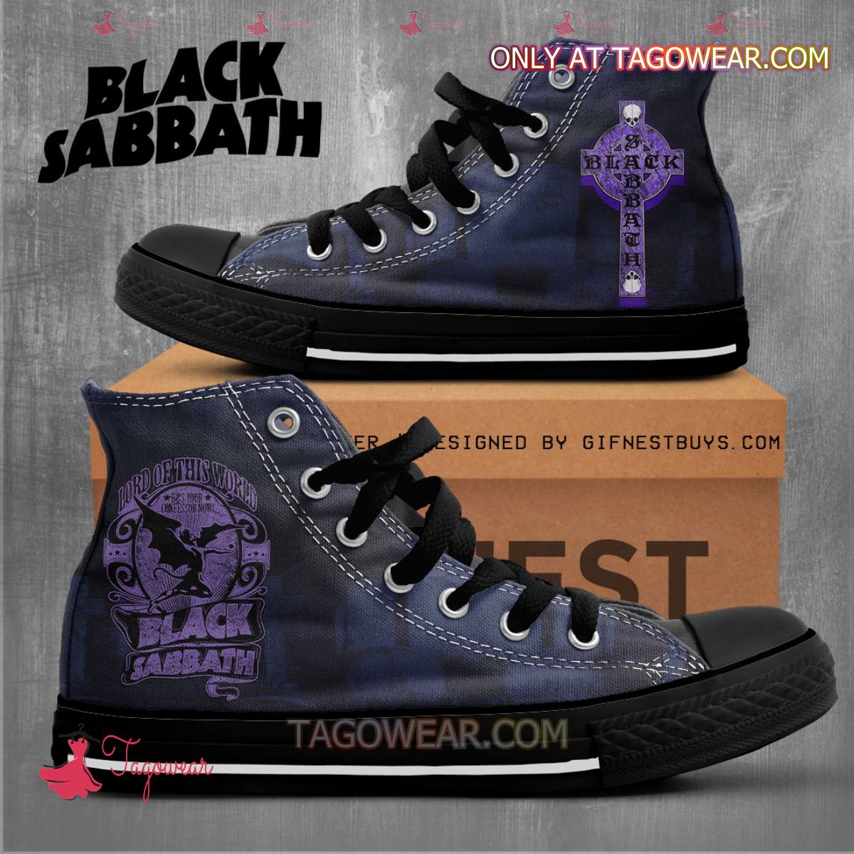 Ideafootwear Black Sabbath AJ1 High Sneakers Shoes For Men And Women