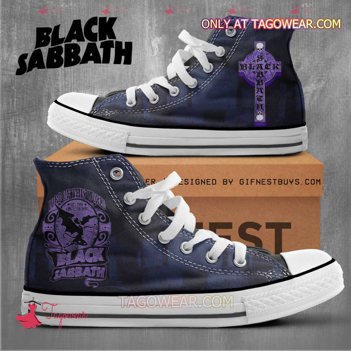 Ideafootwear Black Sabbath AJ1 High Sneakers Shoes For Men And Women