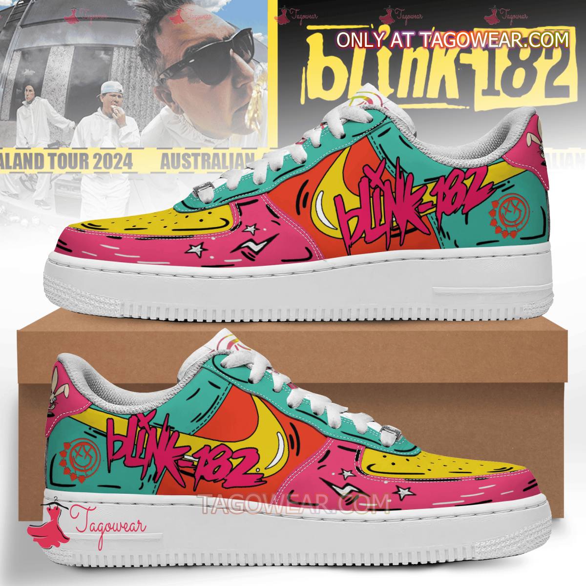 Ideafootwear Blink-182 Colorful Air Low-Top Sneakers Shoes For Men And Women 1