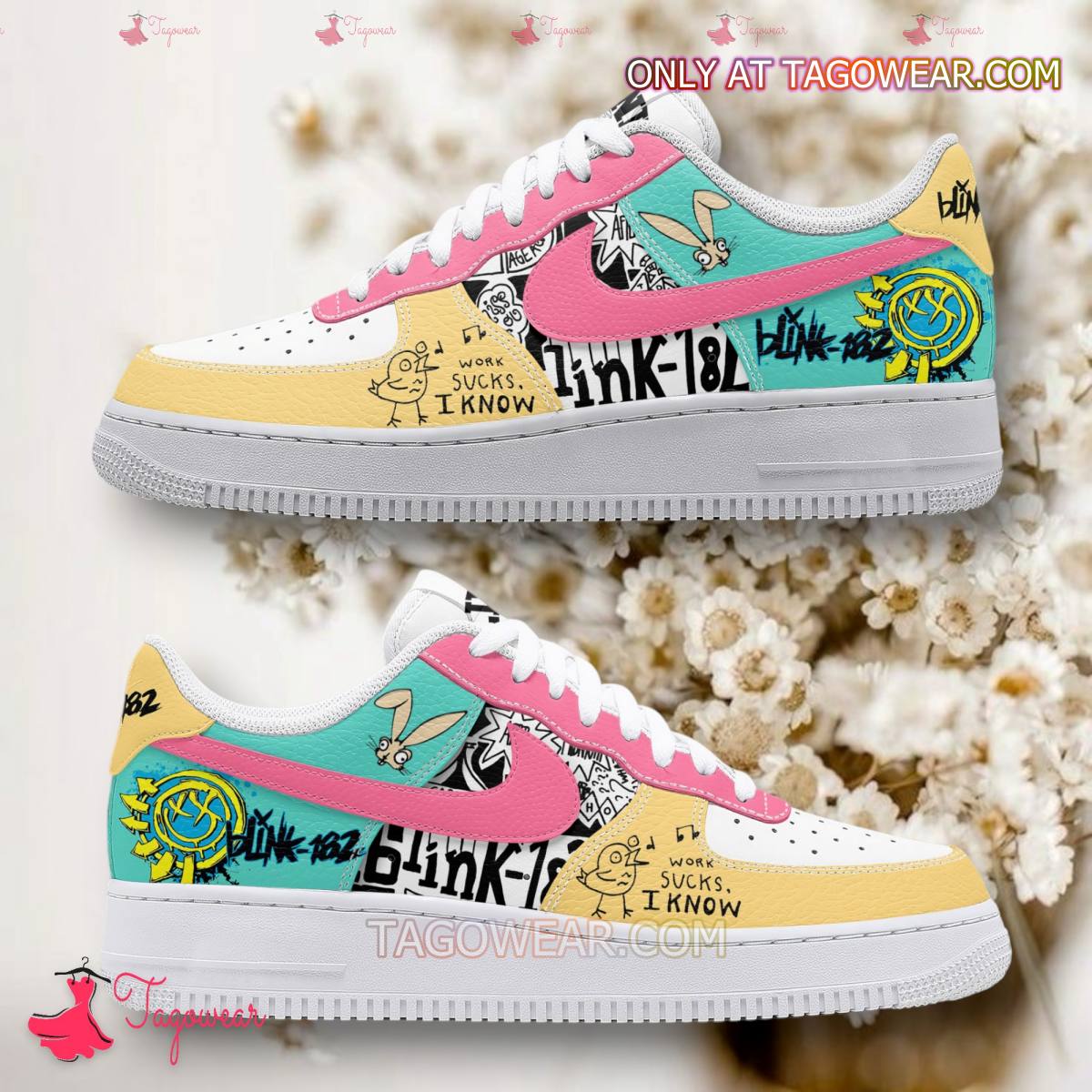Ideafootwear Blink-182 Work Sucks I Know Air Low-Top Sneakers Shoes For Men And Women 1