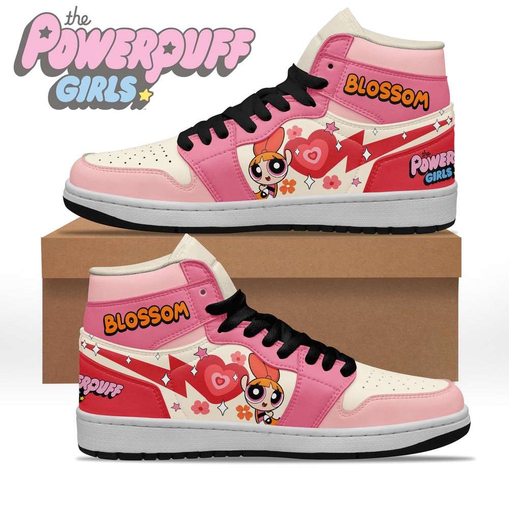 Ideafootwear Blossom The Powerpuff Girls AJ1 High Sneakers Shoes For Men And Women