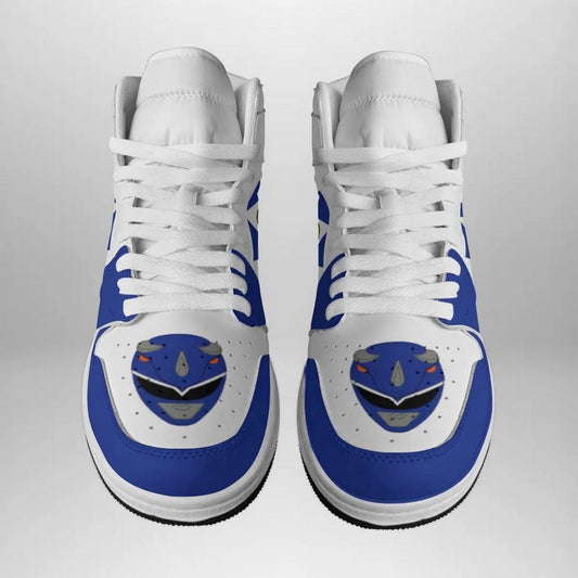 Ideafootwear Blue Ranger Mighty Morphin AJ1 High Sneakers Shoes For Men And Women