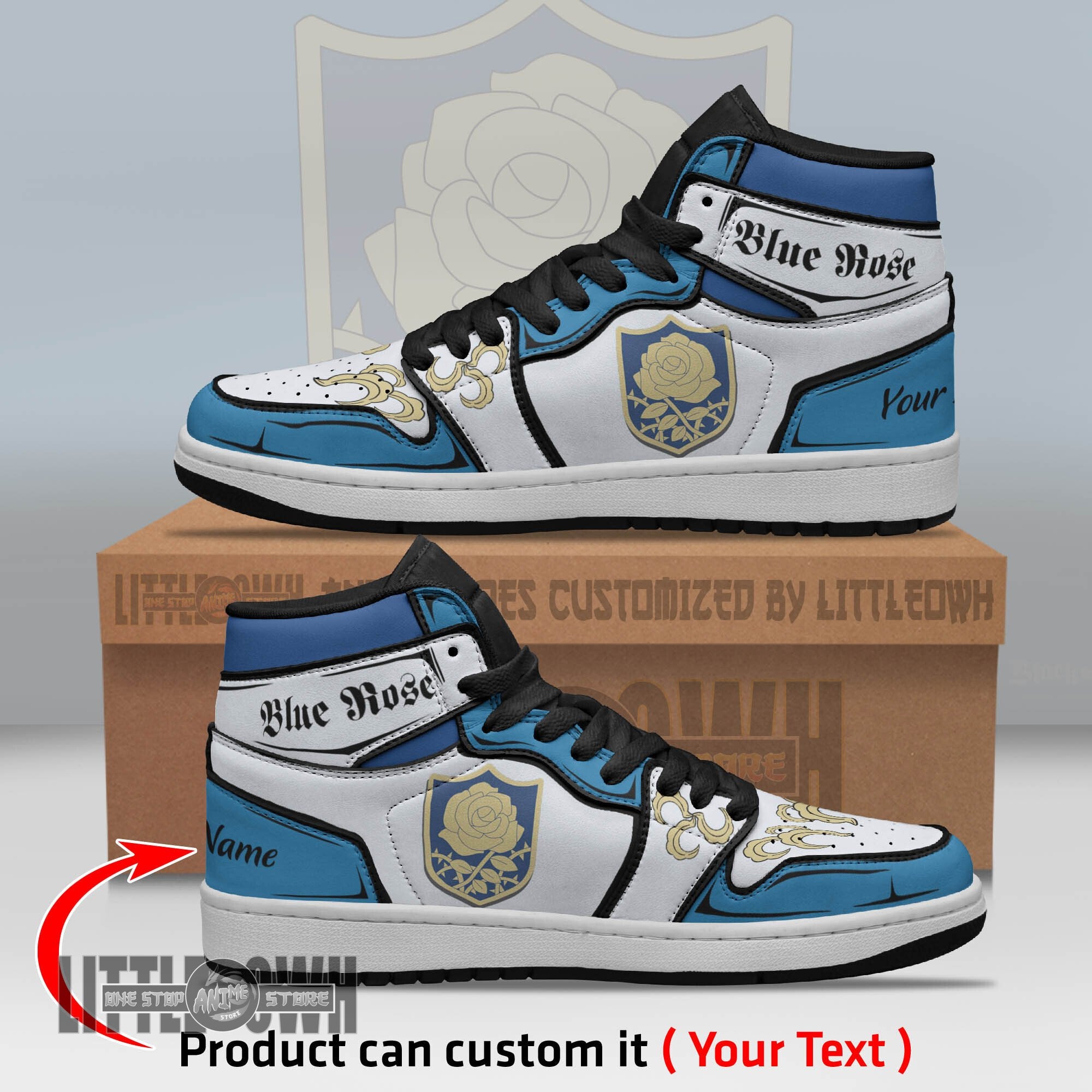 Ideafootwear Blue Rose AJ1 High Sneakers Shoes For Men And Women