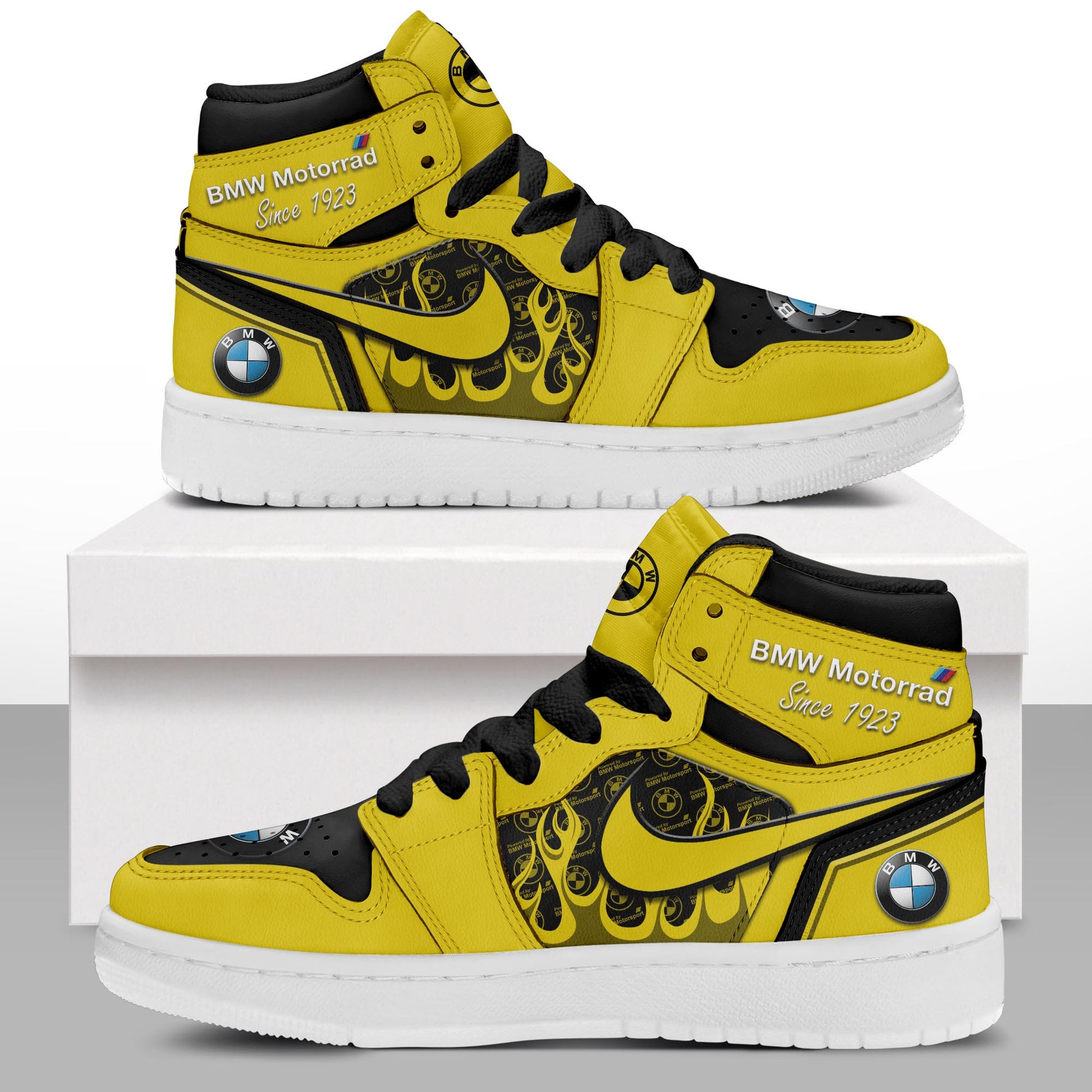 Ideafootwear BMW Motorrad AJ1 High Sneakers Shoes For Men And Women