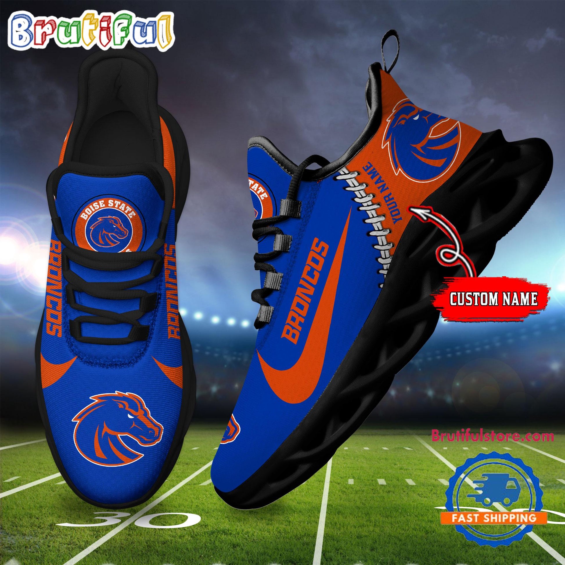Ideafootwear Boise State Broncos Max Soul Shoes Sneakers For Men And Women