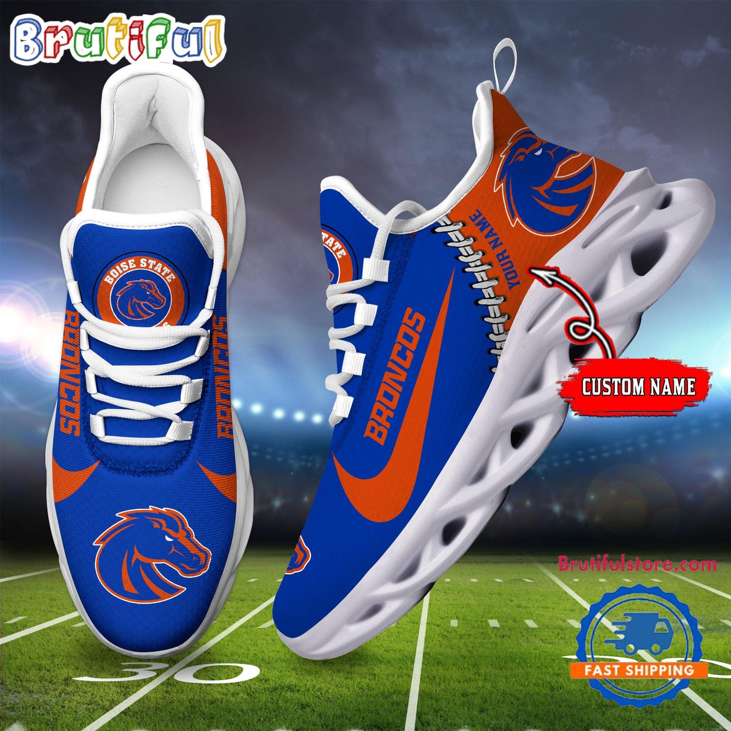 Ideafootwear Boise State Broncos Max Soul Shoes Sneakers For Men And Women