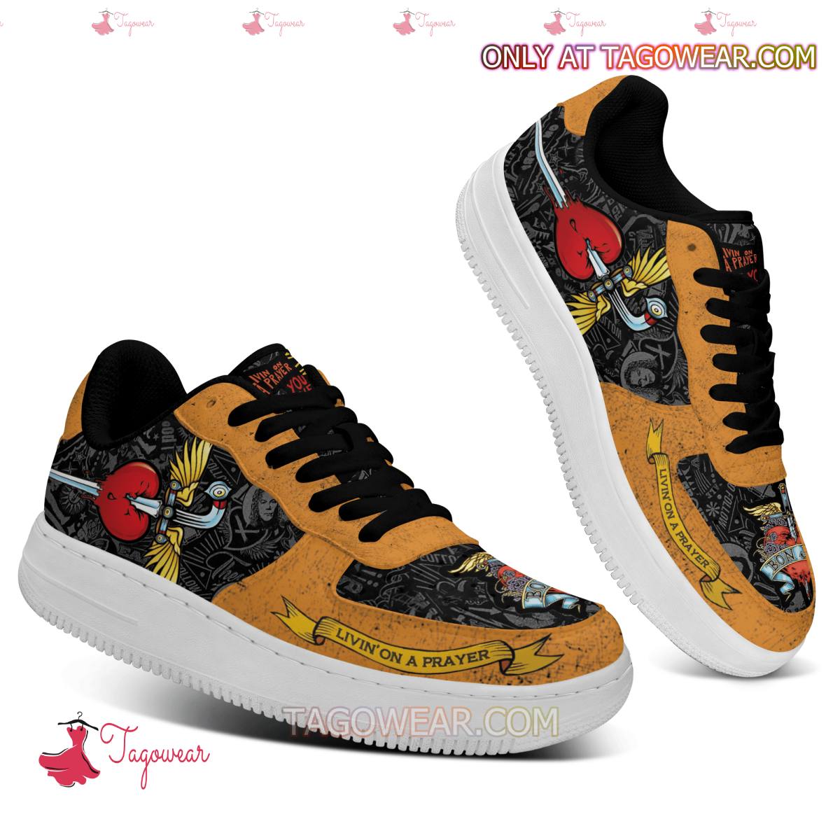 Ideafootwear Bon Jovi Livin' On A Prayer Air Low-Top Sneakers Shoes For Men And Women 2