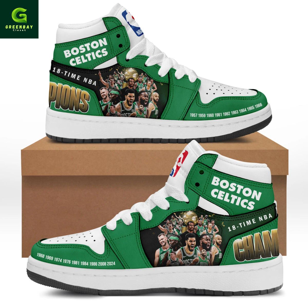 Ideafootwear Boston Celtics AJ1 High Sneakers Shoes For Men And Women