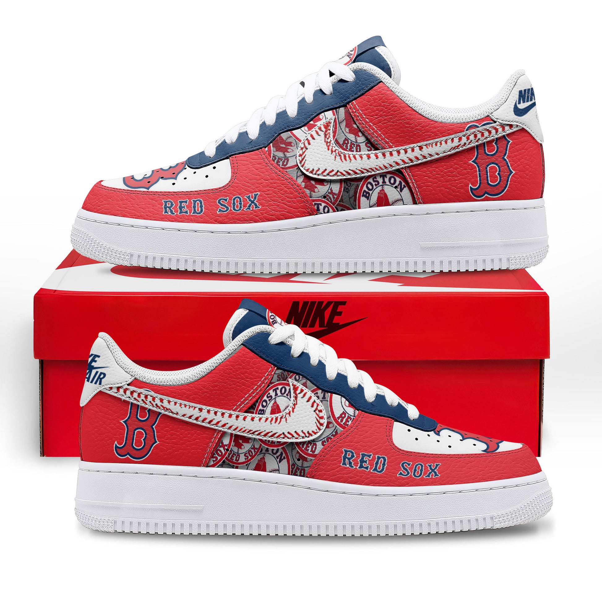 Ideafootwear Boston Red Sox Air Low-Top Sneakers Shoes For Men And Women 4