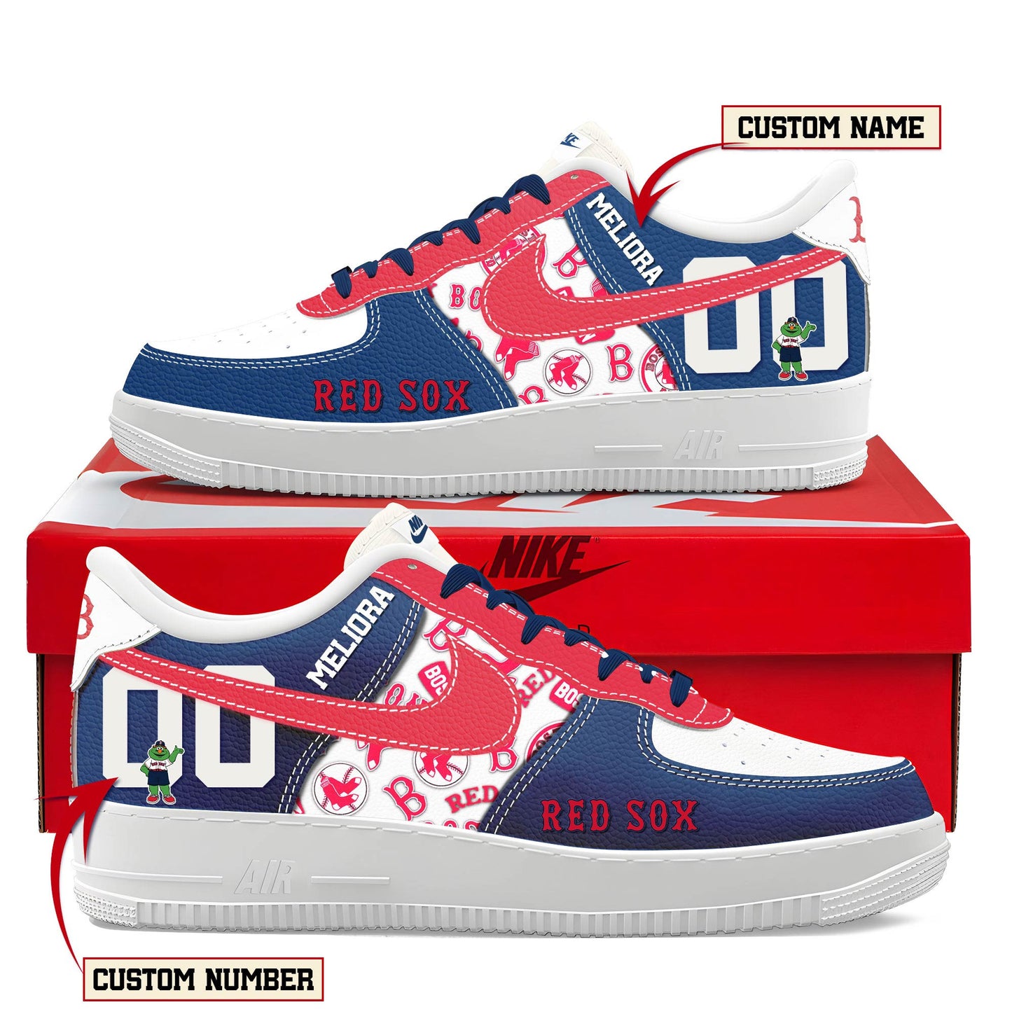 Ideafootwear Boston Red Sox Air Low-Top Sneakers Shoes For Men And Women 1