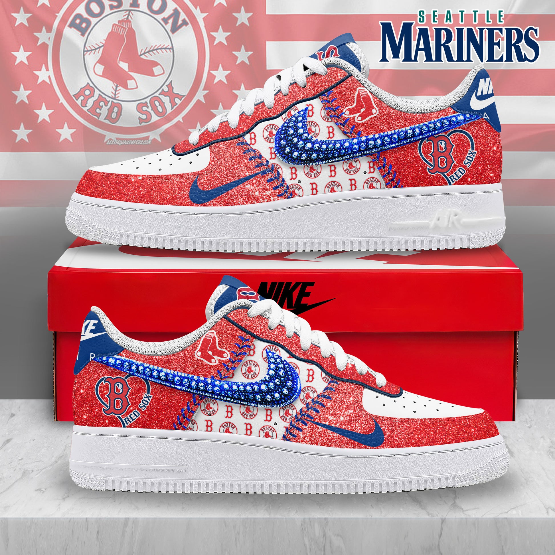 Ideafootwear Boston Red Sox Air Low-Top Sneakers Shoes For Men And Women 2