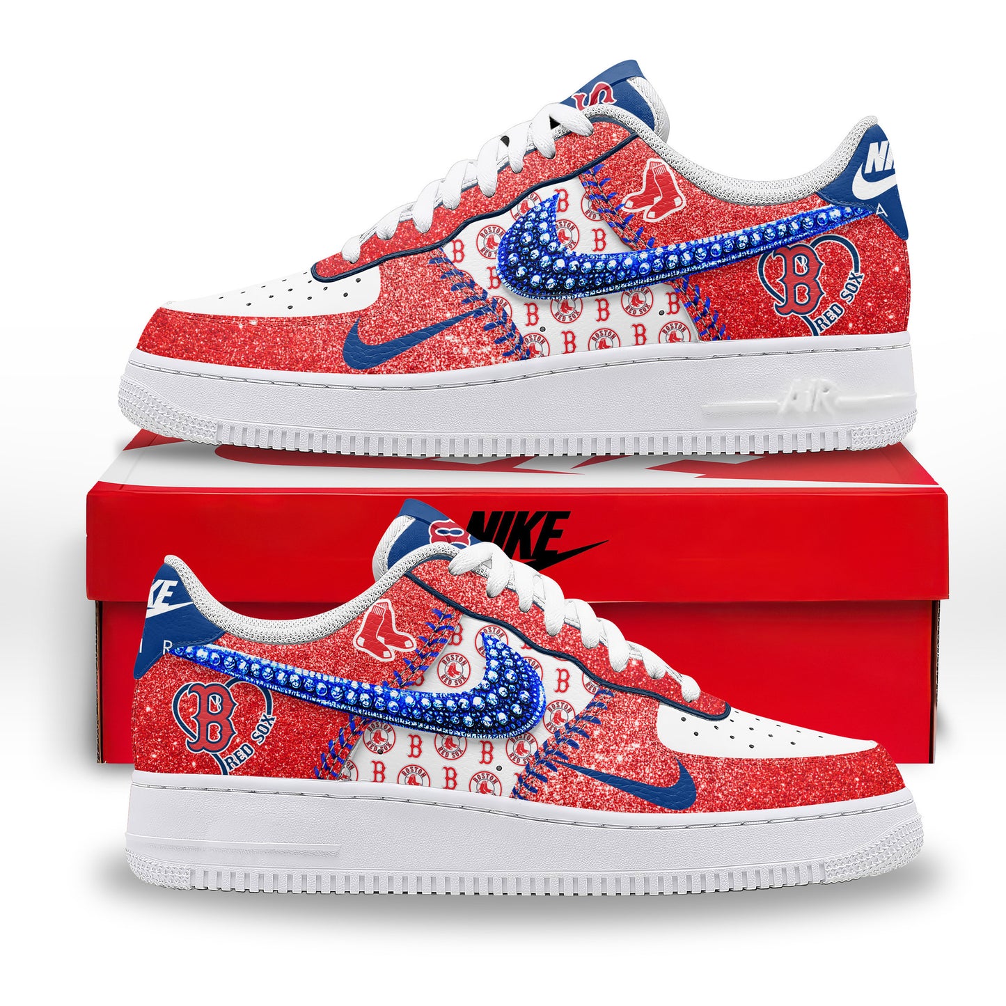 Ideafootwear Boston Red Sox Air Low-Top Sneakers Shoes For Men And Women 1