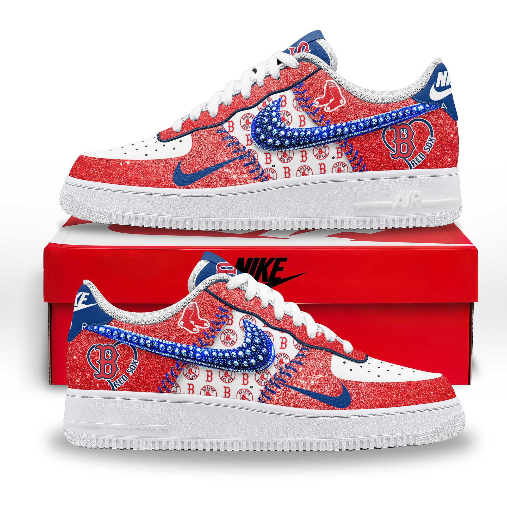 Ideafootwear Boston Red Sox Air Low-Top Sneakers Shoes For Men And Women 1