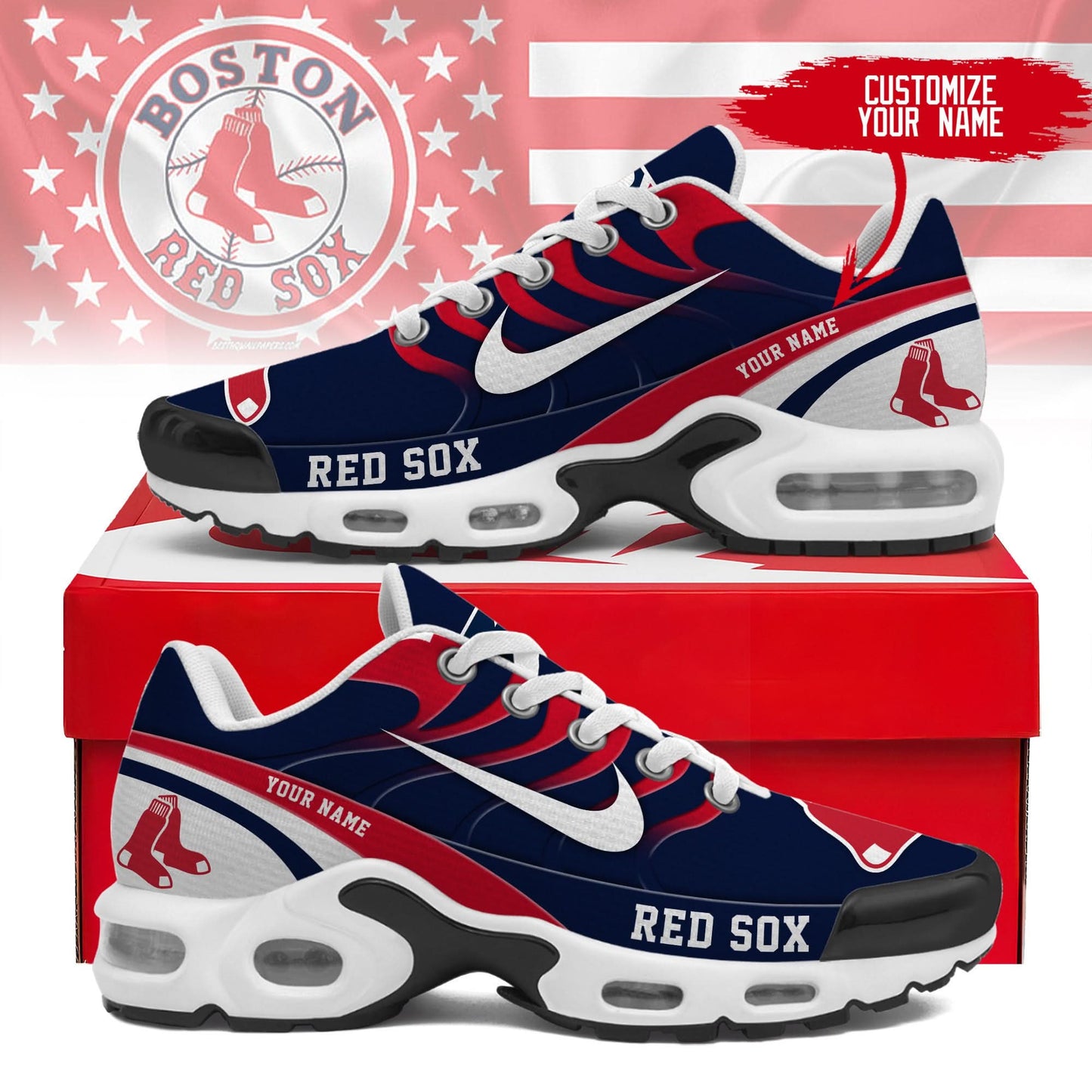Ideafootwear Boston Red Sox TN Shoes Sneakers For Men And Women