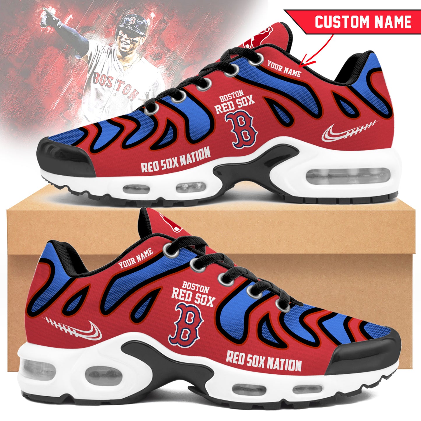 Ideafootwear Boston Red Sox TN Shoes Sneakers For Men And Women