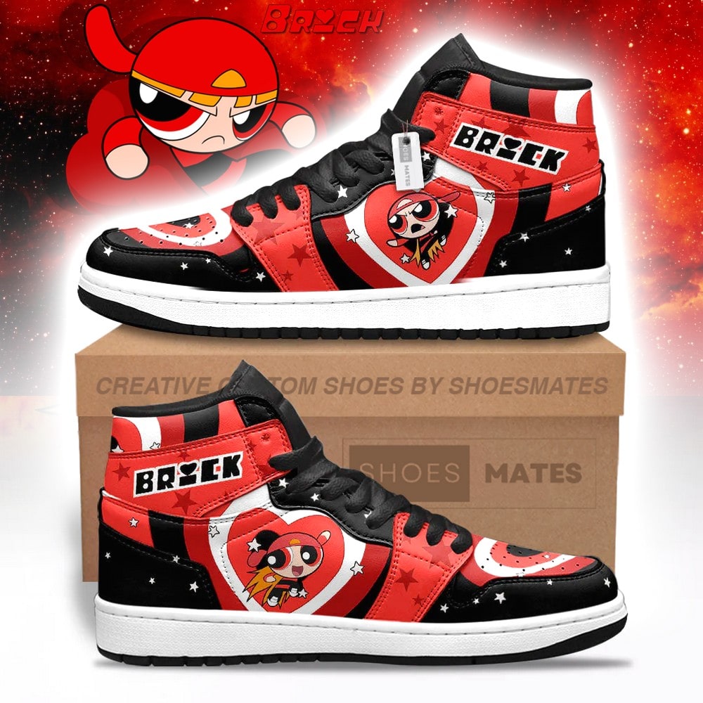 Ideafootwear Brick The Powerpuff Girls AJ1 High Sneakers Shoes For Men And Women