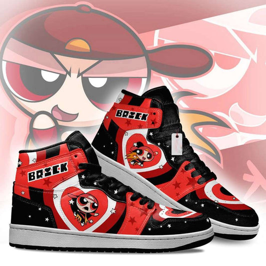 Ideafootwear Brick The Powerpuff Girls AJ1 High Sneakers Shoes For Men And Women