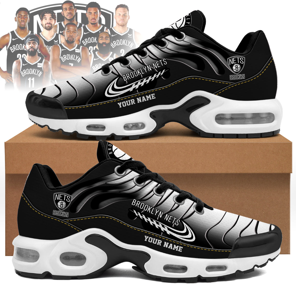 Ideafootwear Brooklyn Nets TN Shoes Sneakers For Men And Women