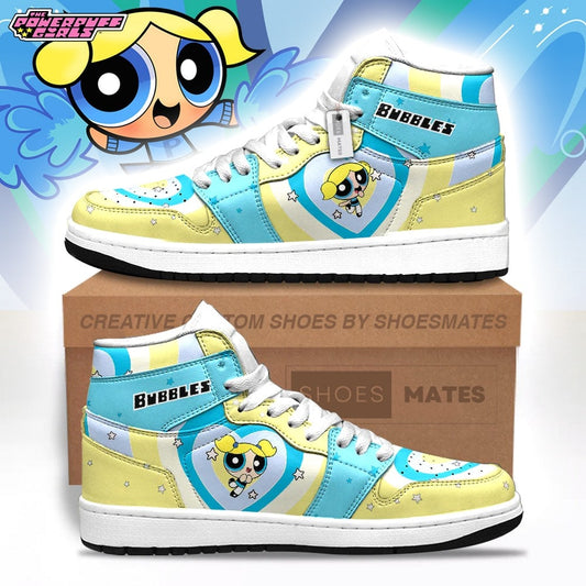Ideafootwear Bubbles The Powerpuff Girls AJ1 High Sneakers Shoes For Men And Women