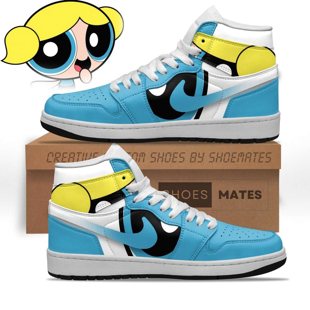 Ideafootwear Bubbles The Powerpuff Girls AJ1 High Sneakers Shoes For Men And Women