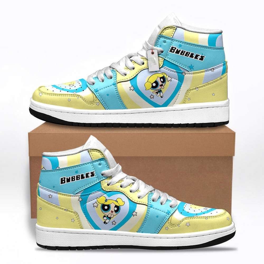 Ideafootwear Bubbles The Powerpuff Girls AJ1 High Sneakers Shoes For Men And Women
