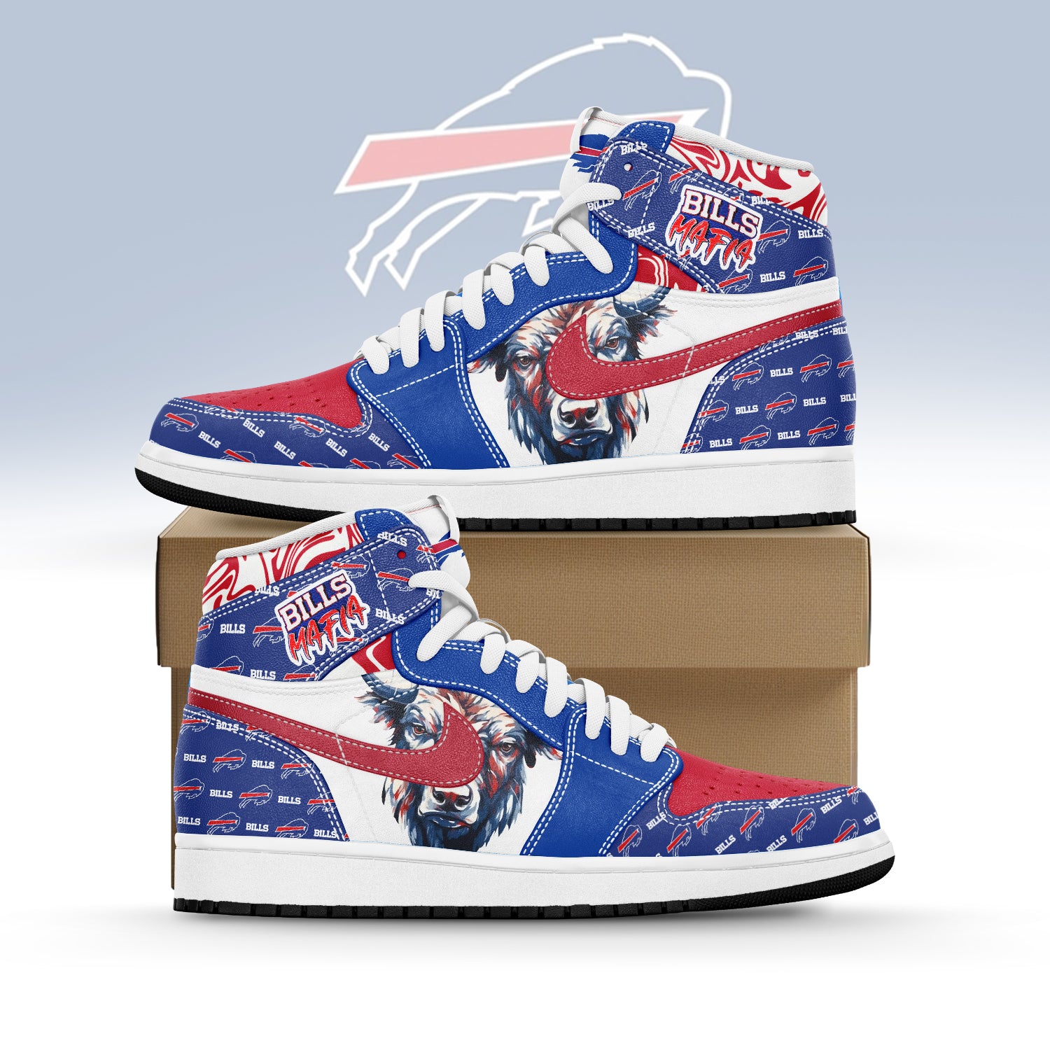 Ideafootwear Buffalo Bills AJ1 High Sneakers Shoes For Men And Women