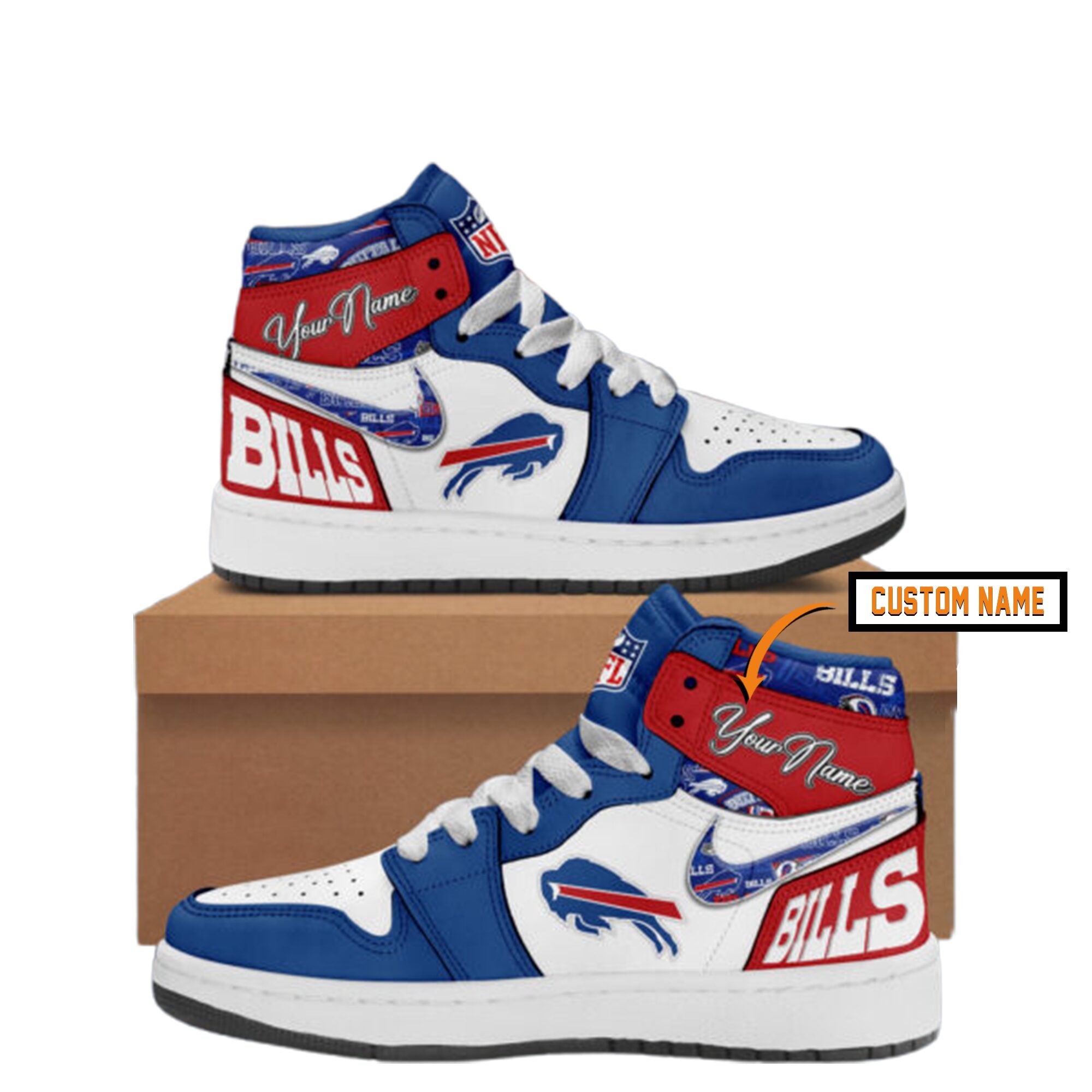 Ideafootwear Buffalo Bills AJ1 High Sneakers Shoes For Men And Women