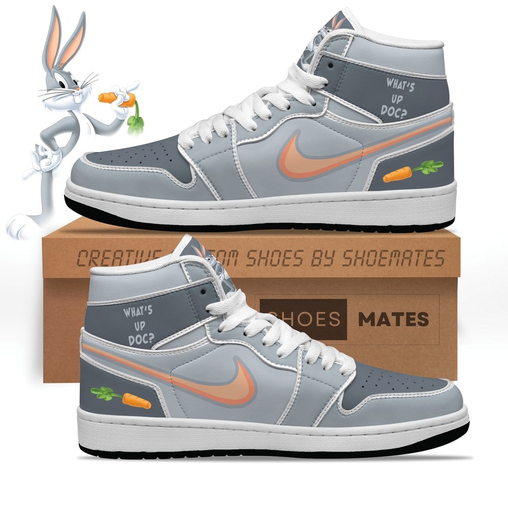 Ideafootwear Bugs Bunny Looney Tunes AJ1 High Sneakers Shoes For Men And Women