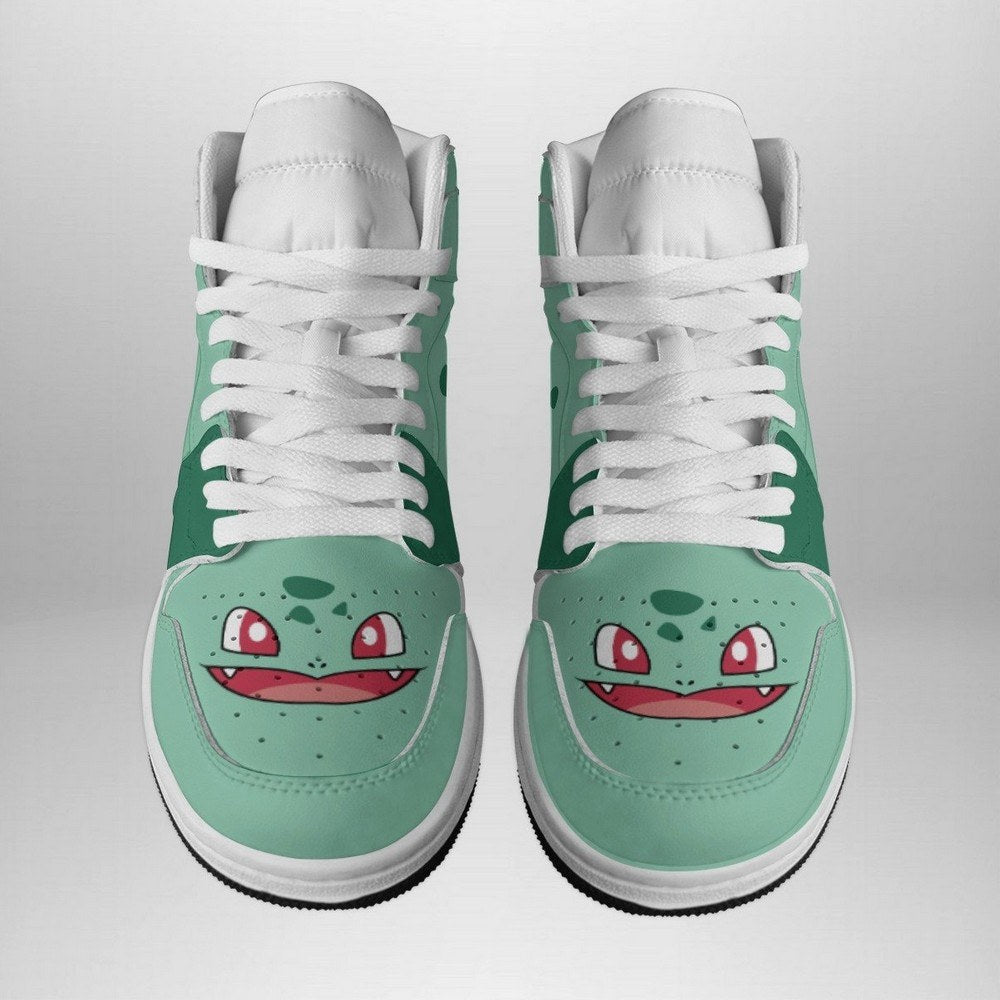 Ideafootwear Bulbasaur Face Pokemon  AJ1 High Sneakers Shoes For Men And Women