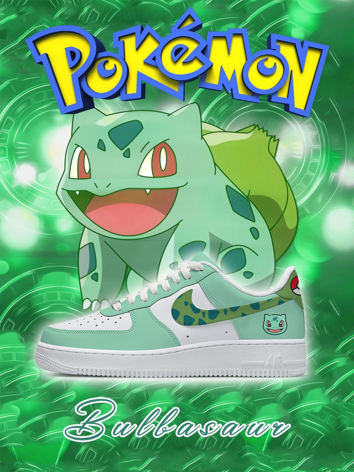 Ideafootwear Bulbasaur Theme  Air Low-Top Sneakers Shoes For Men And Women 1