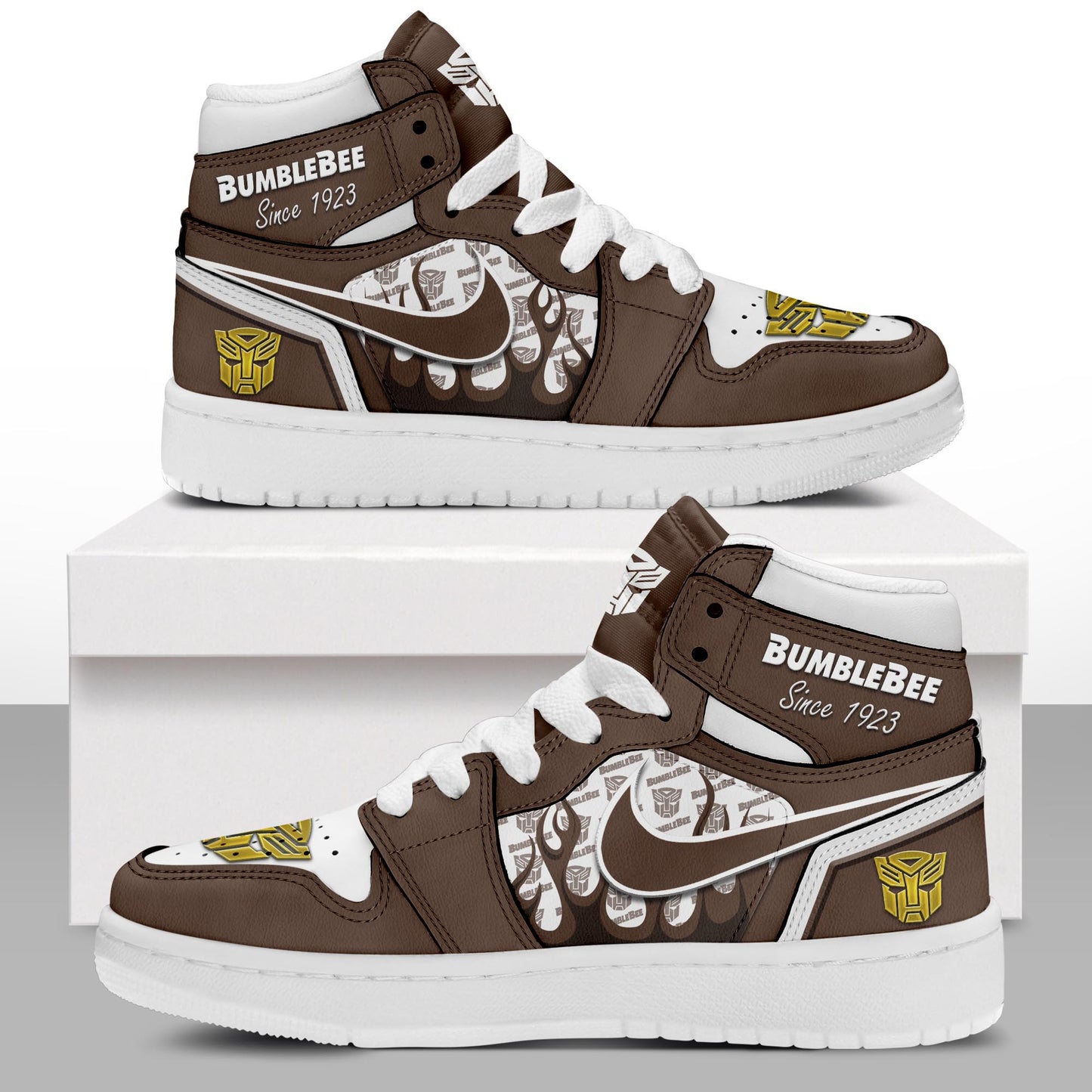 Ideafootwear Bumblebee AJ1 High Sneakers Shoes For Men And Women