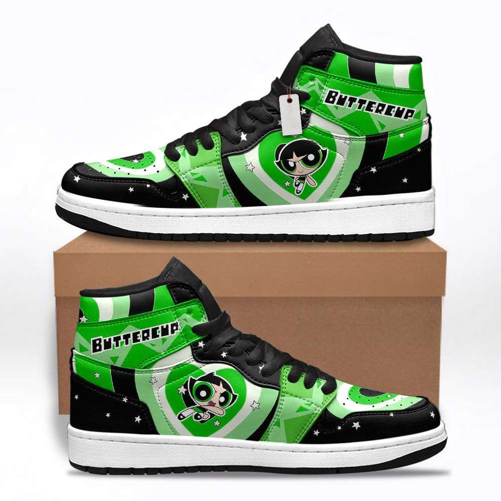Ideafootwear Buttercup The Powerpuff Girls AJ1 High Sneakers Shoes For Men And Women