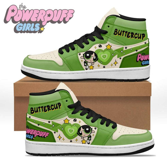 Ideafootwear Buttercup The Powerpuff Girls AJ1 High Sneakers Shoes For Men And Women