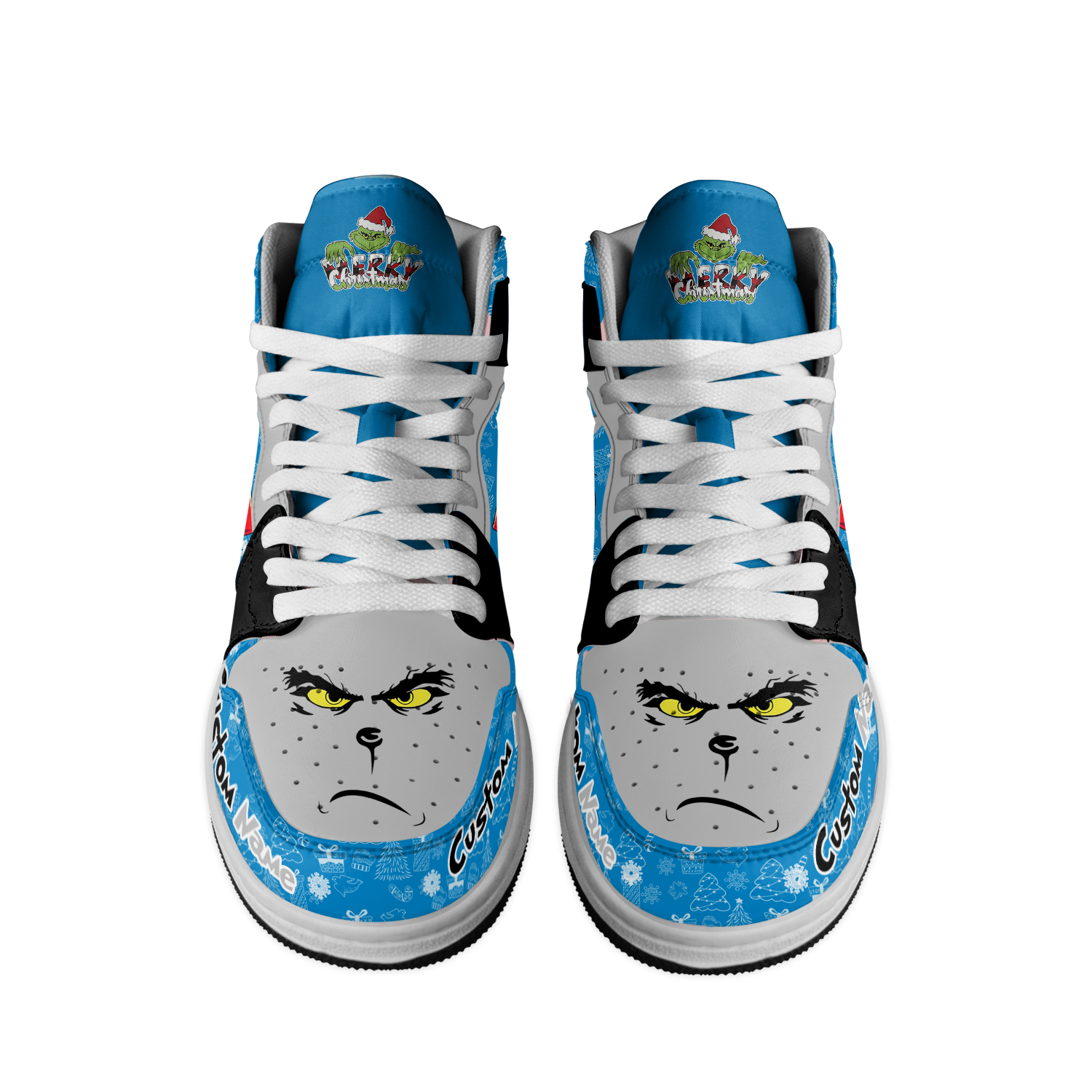 Ideafootwear Carolina Panthers x The Grinch x Christmas AJ1 High Sneakers Shoes For Men And Women