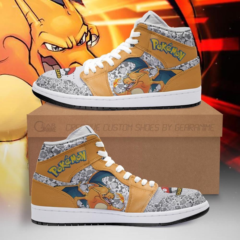 Ideafootwear Charizard AJ1 High Sneakers Shoes For Men And Women