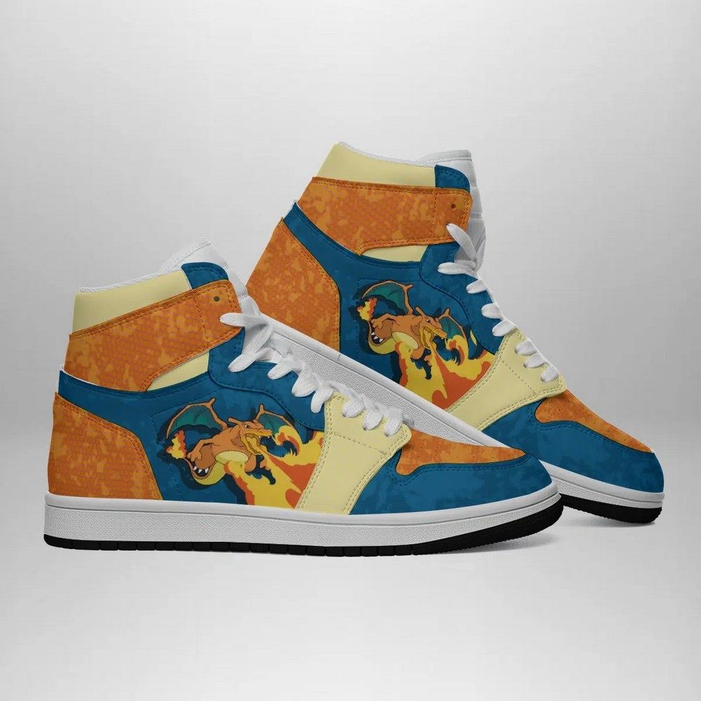 Ideafootwear Charizard Attack Pokemon  AJ1 High Sneakers Shoes For Men And Women