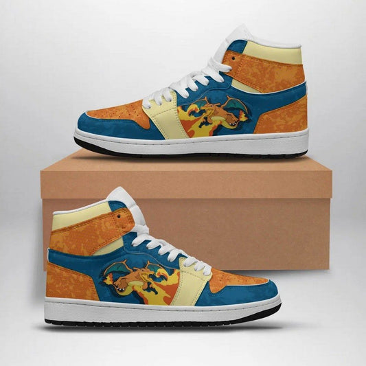 Ideafootwear Charizard Attack Pokemon  AJ1 High Sneakers Shoes For Men And Women