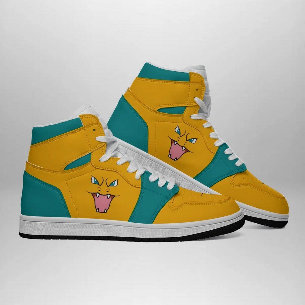 Ideafootwear Charizard Face Pokemon  AJ1 High Sneakers Shoes For Men And Women