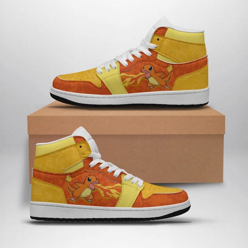 Ideafootwear Charmander Attack Pokemon  AJ1 High Sneakers Shoes For Men And Women