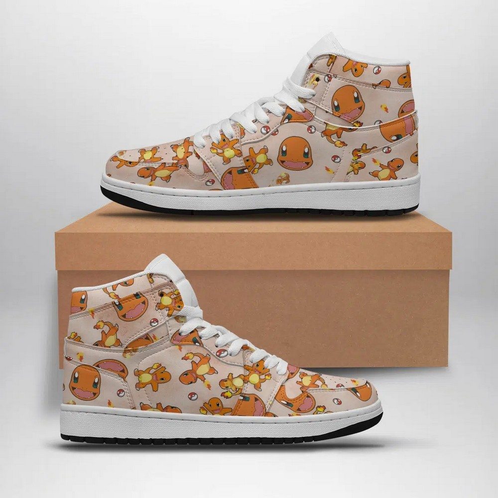 Ideafootwear Charmander Pattern Pokemon  AJ1 High Sneakers Shoes For Men And Women