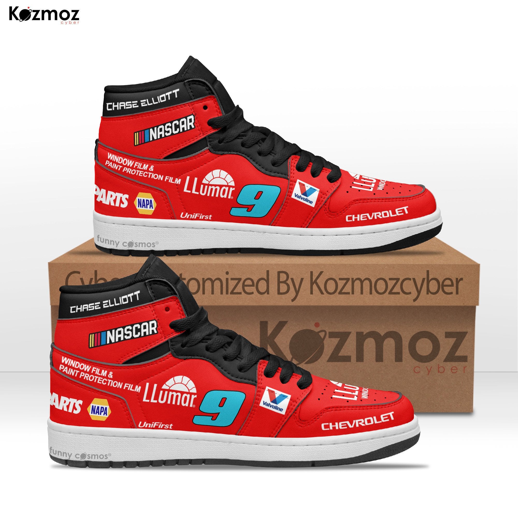 Ideafootwear Chase Elliott AJ1 High Sneakers Shoes For Men And Women