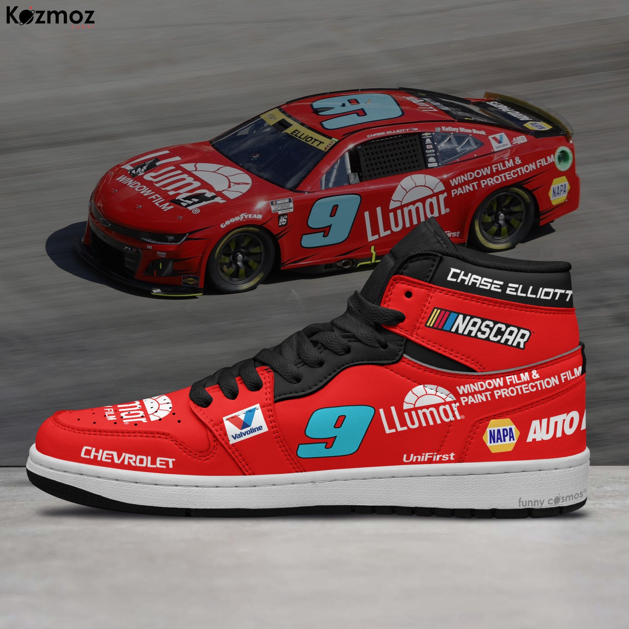 Ideafootwear Chase Elliott AJ1 High Sneakers Shoes For Men And Women