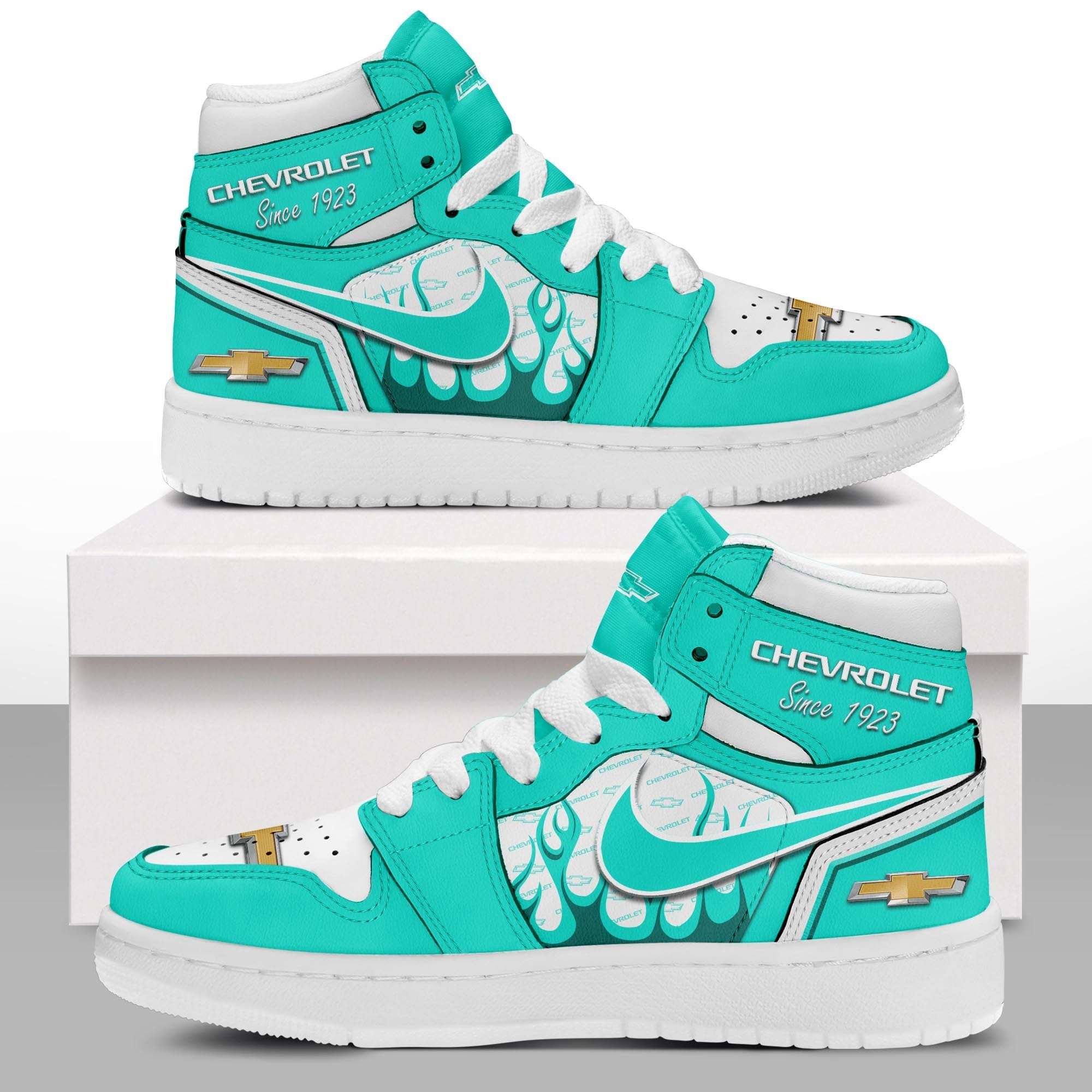 Ideafootwear Chevrolet AJ1 High Sneakers Shoes For Men And Women