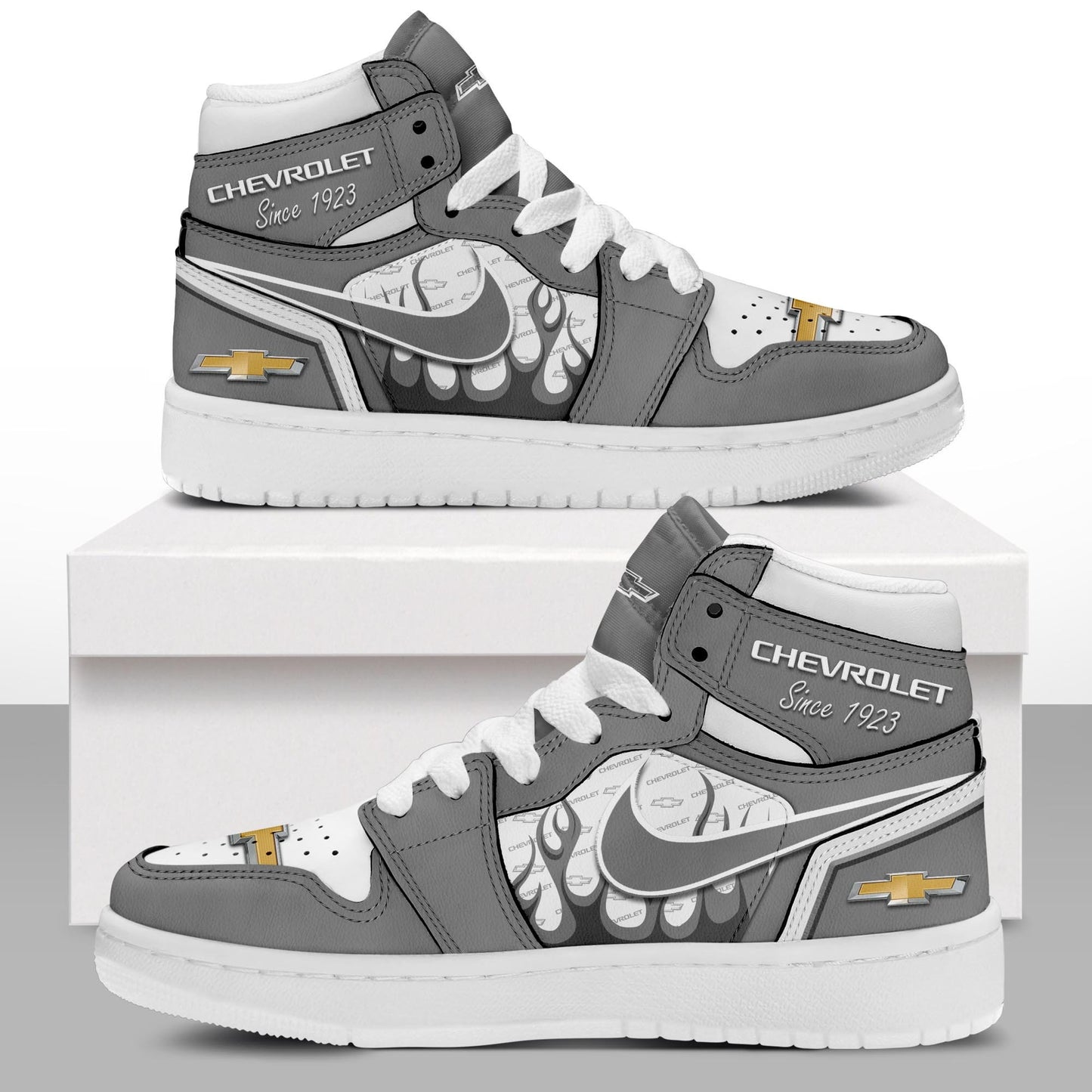 Ideafootwear Chevrolet AJ1 High Sneakers Shoes For Men And Women
