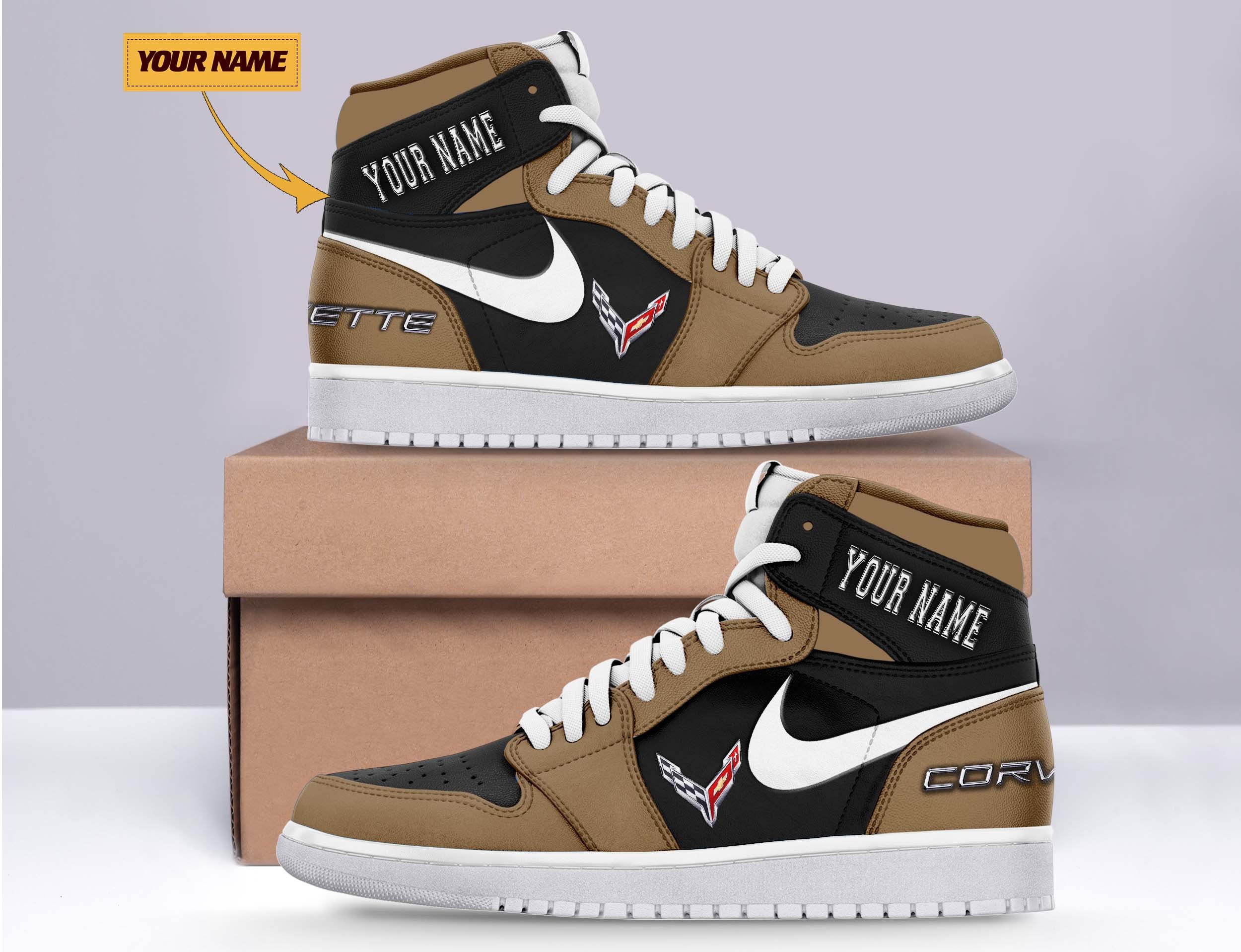 Ideafootwear Chevrolet Corvette AJ1 High Sneakers Shoes For Men And Women